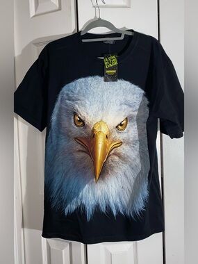 Thanabat Men Glow In The Dark Patriotic Eagle T-shirt Black Graphic New L   AA20